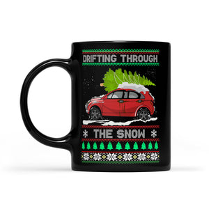 Ugly Christmas Drifting Through The Snow Funny Sweater -   Black Mug Gift For Christmas