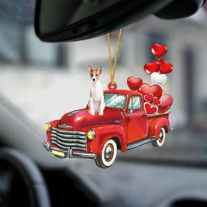 Basenji-Red Sports Car-Two Sided Ornament - Best gifts your whole family