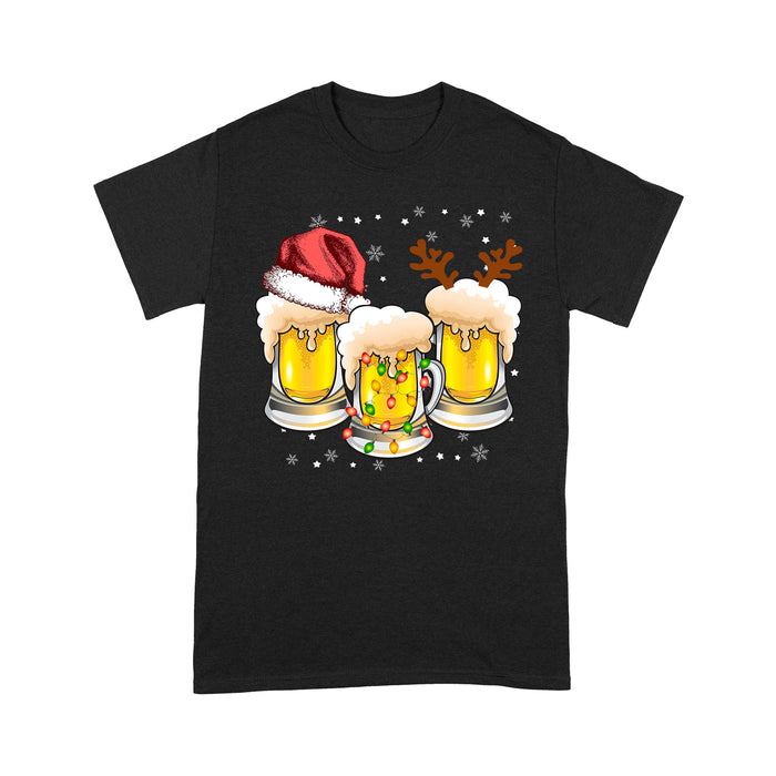 Three Glasses Of Christmas Beer Funny Christmas Tee - Standard T-shirt  Tee Shirt Gift For Christmas