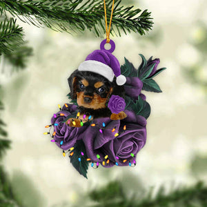 Cavalier King Charles Spaniel In Purple Rose Christmas Ornament Dog Christmas Gifts - Best gifts your whole family