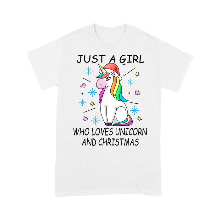 Just A Girl Who Loves Unicorn Christmas.   Tee Shirt Gift For Christmas