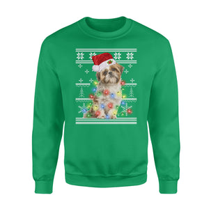 I want a Shih Tzu for my Christmas best gift for love - funny sweatshirt dog lovers christmas ugly sweatshirt