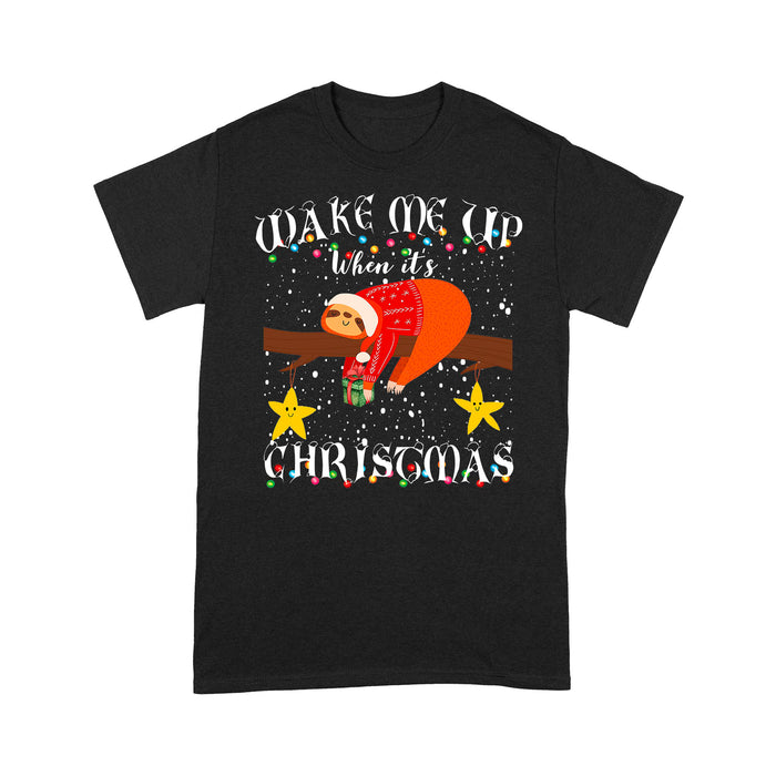 Wake Me Up When It's Christmas Funny Cute Sloth Christmas - Standard T-shirt  Tee Shirt Gift For Christmas