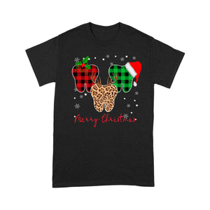 Merry Christmas Dental Lovers - Leopard And Knitting PatternT-shirt Tee Shirt Gift For Christmas