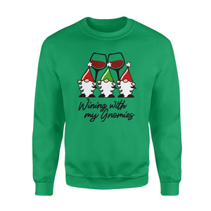 Wining with my Gnomies . Christmas wine glass Gnomes - funny sweatshirt gifts christmas ugly sweater for men and women