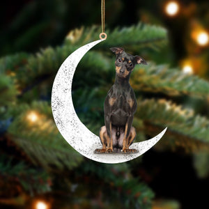 Miniature Pinscher 2-Sit On The Moon-Two Sided Ornament - Best gifts your whole family