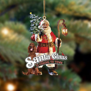 Santa Is Coming To Town With Irish Setter-Two Sided Ornament - Best gifts your whole family